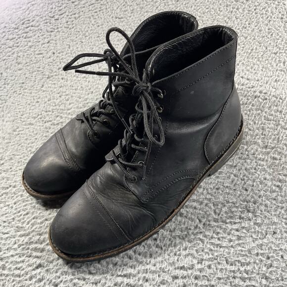 THURSDAY BOOT COMPANY CAPTAIN BOOTS MENS 11.5 BLACK MATTE LACE UP LEATHER *READ* - Picture 2 of 12